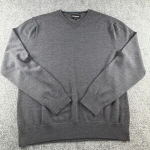 Bonobos Mens Extra Fine Merino Wool V-Neck Sweater Charcoal Grey L 24772-BR555